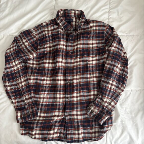 Lands End Men's Cotton Flannel Long Sleeve Button Shirt Size L 16-16.5 - Picture 1 of 5